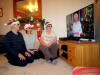 William / Bill McBain, belinda McBain & Nicki Bainbridge watching the Queen's Speech in 3D @ Christmas Day 2012