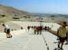 a view from the temple back along the long sloping entrance