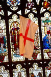 St george's flag against the lovely background of the stained glass window @ Wordsley Holy Trinity church - 22nd April 06