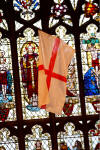 St george's flag against the lovely background of the stained glass window @ Wordsley Holy Trinity church - 22nd April 06