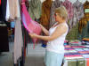 Joy examining the silks