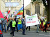 a small but vocal anti-war demonstration