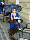 rain or no rain, we're finishing our coffee . . .  !!